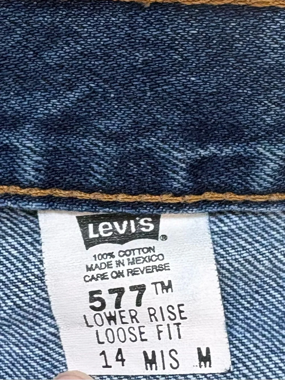 Vintage Y2K Levi’s 577 Size 14 Lower Rise Loose Fit Dark Wash Jeans 2000s Denim